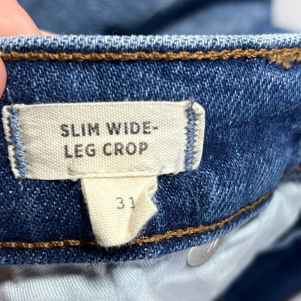 Madewell Slim Wide-Leg Crop Jeans Womens 31 Medium Wash Blue Denim High Rise